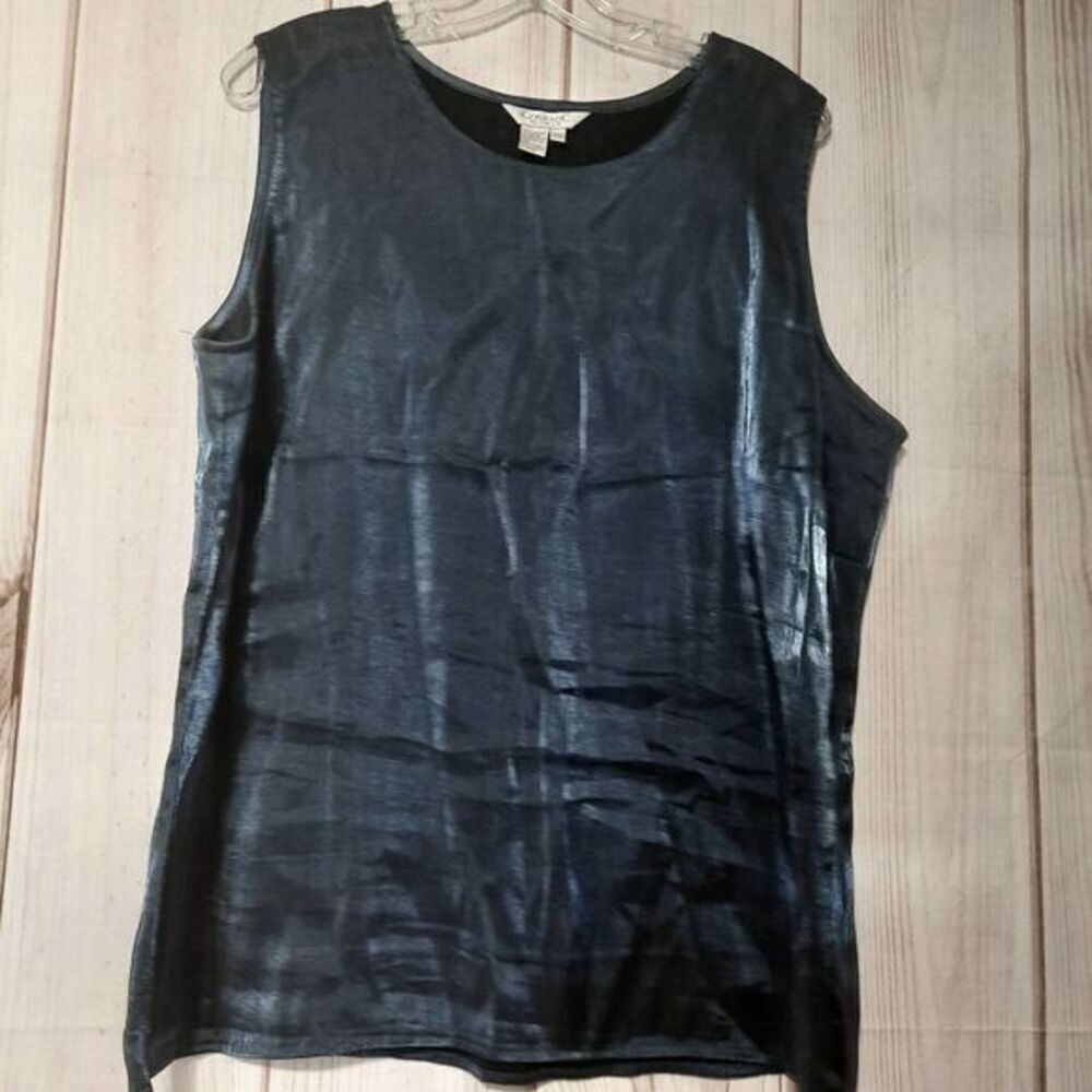 Conrad C Woman Metallic Navy Blue Sleeveless‎ Tank Top Plus Size 20